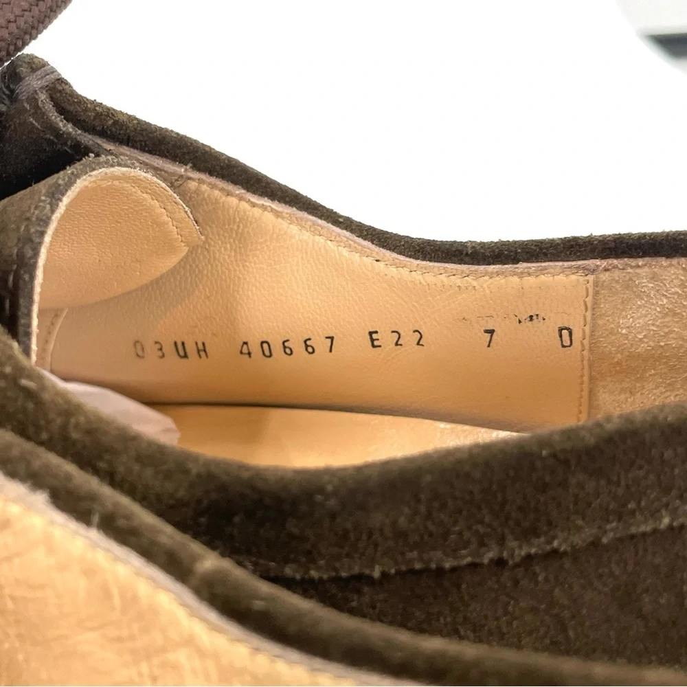 Salvatore Ferragamo Brown Suede Leather Stitched Square Toe Oxford Dress Shoes 7